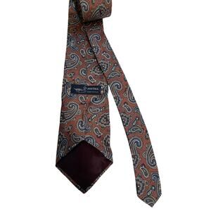 Vintage Pintail Brand Red & Blue Paisley Print 100% Silk Necktie Retro Tie